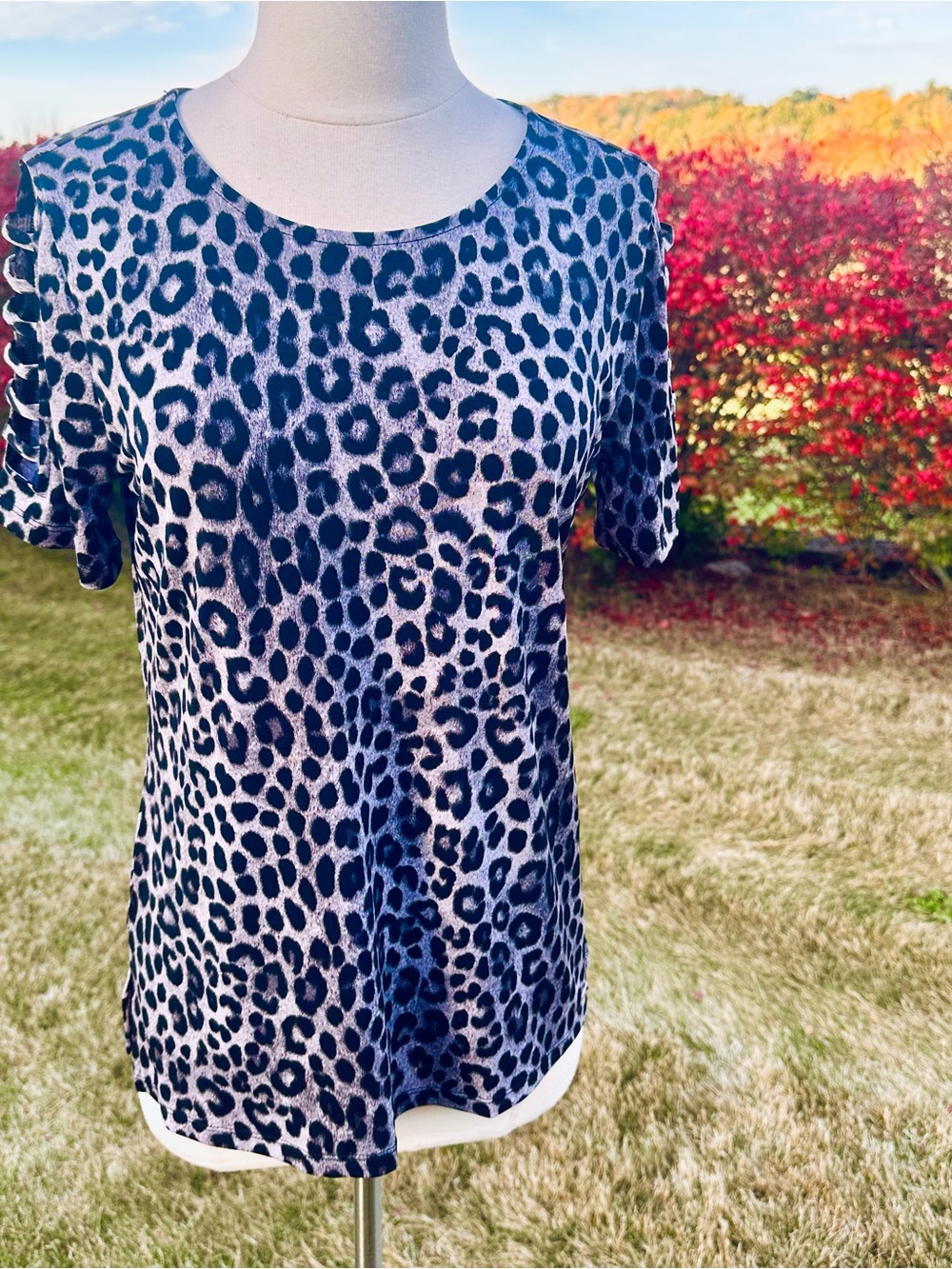 Michael Kors Leopard Print Short Sleeve Top